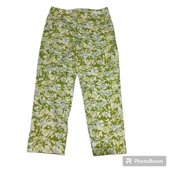 Dana Buchman stretch high rise ankle women’s pants green white size 8 - Picture 2 of 5